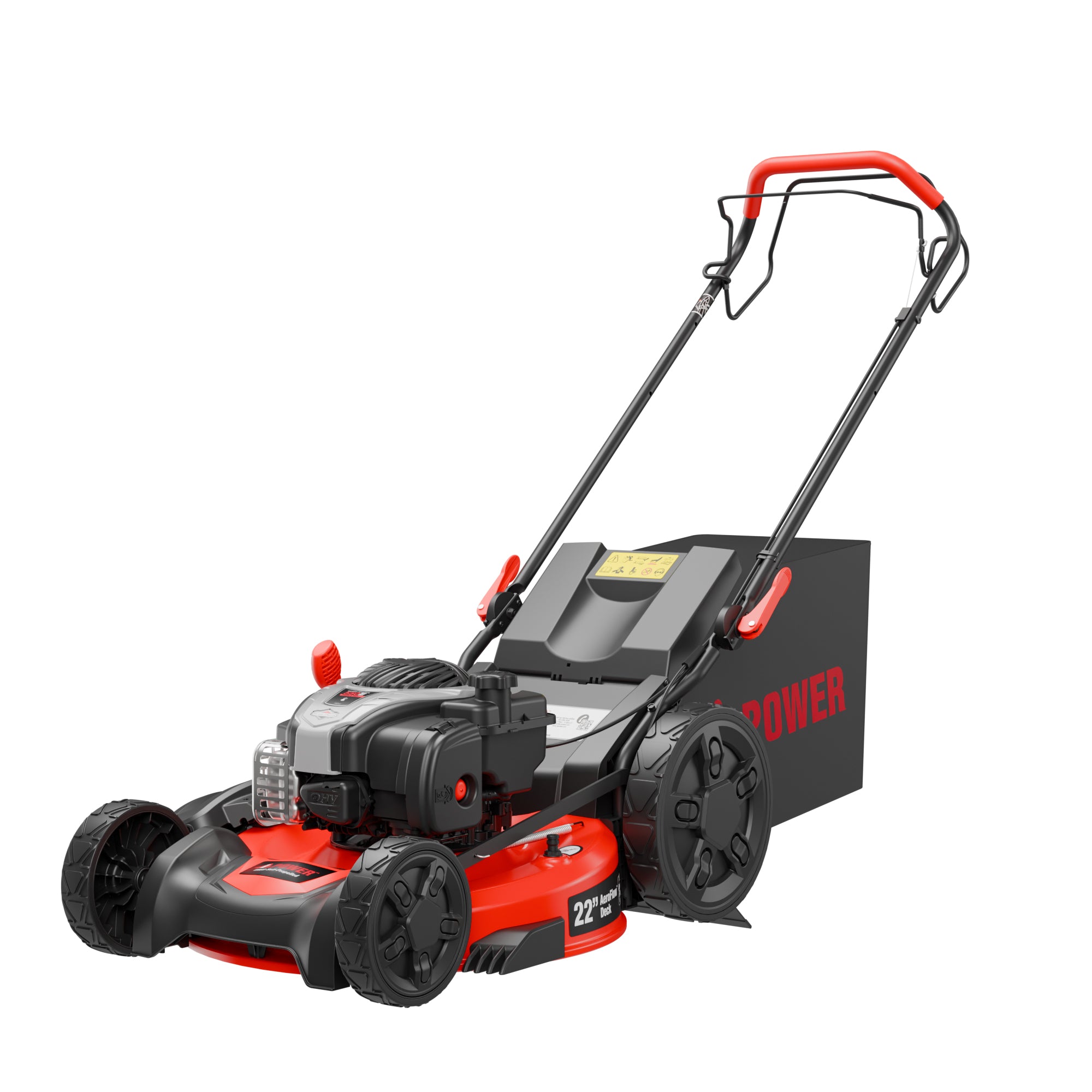 A-iPower 22'' Self-Propelled RWD Walk Behind Mower with Aero Flow™ Deck 3 in 1 Bag & Mulching & Side Discharge with 6 Position Adjustable Height-LM3N1-SPR