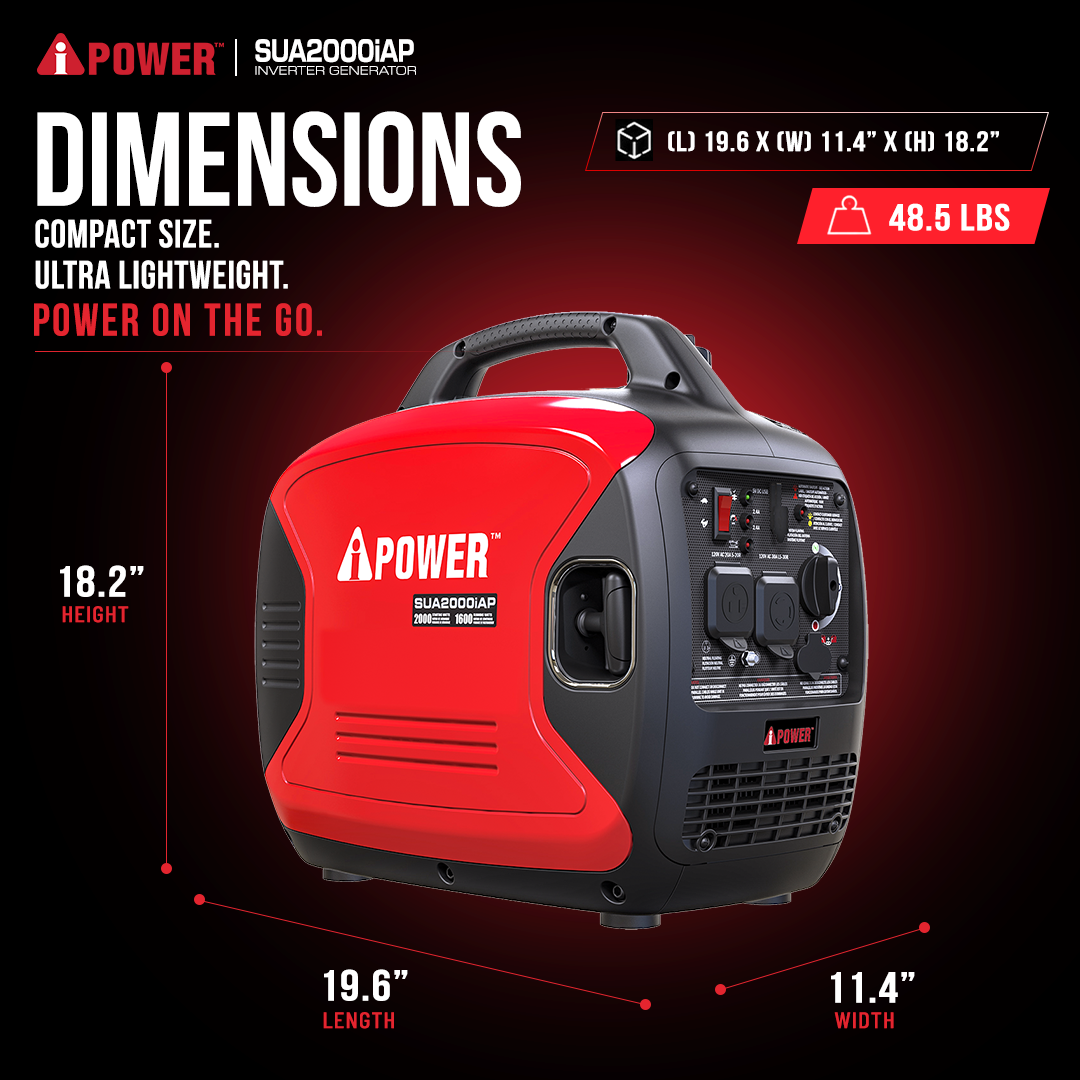 2000 Watt Silent Inverter Generator, Quiet Portable Gas Generator for Camping, RV & Home Backup (SUA2000iAP)
