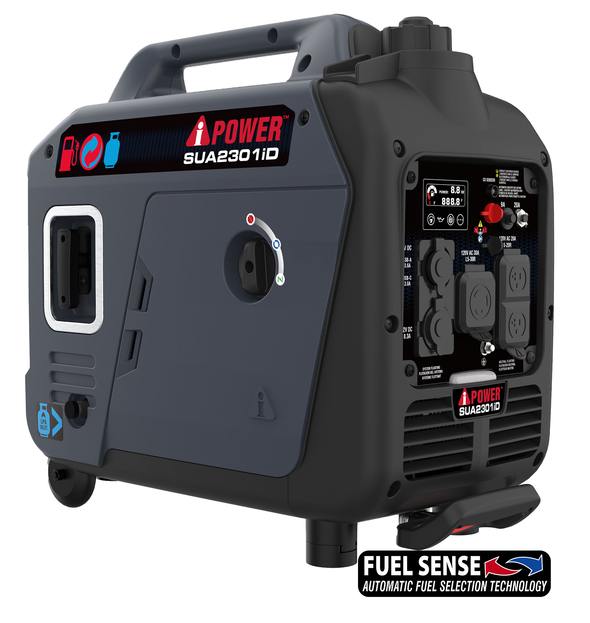 2300W Dual Fuel Portable Inverter Generator With CO Alert