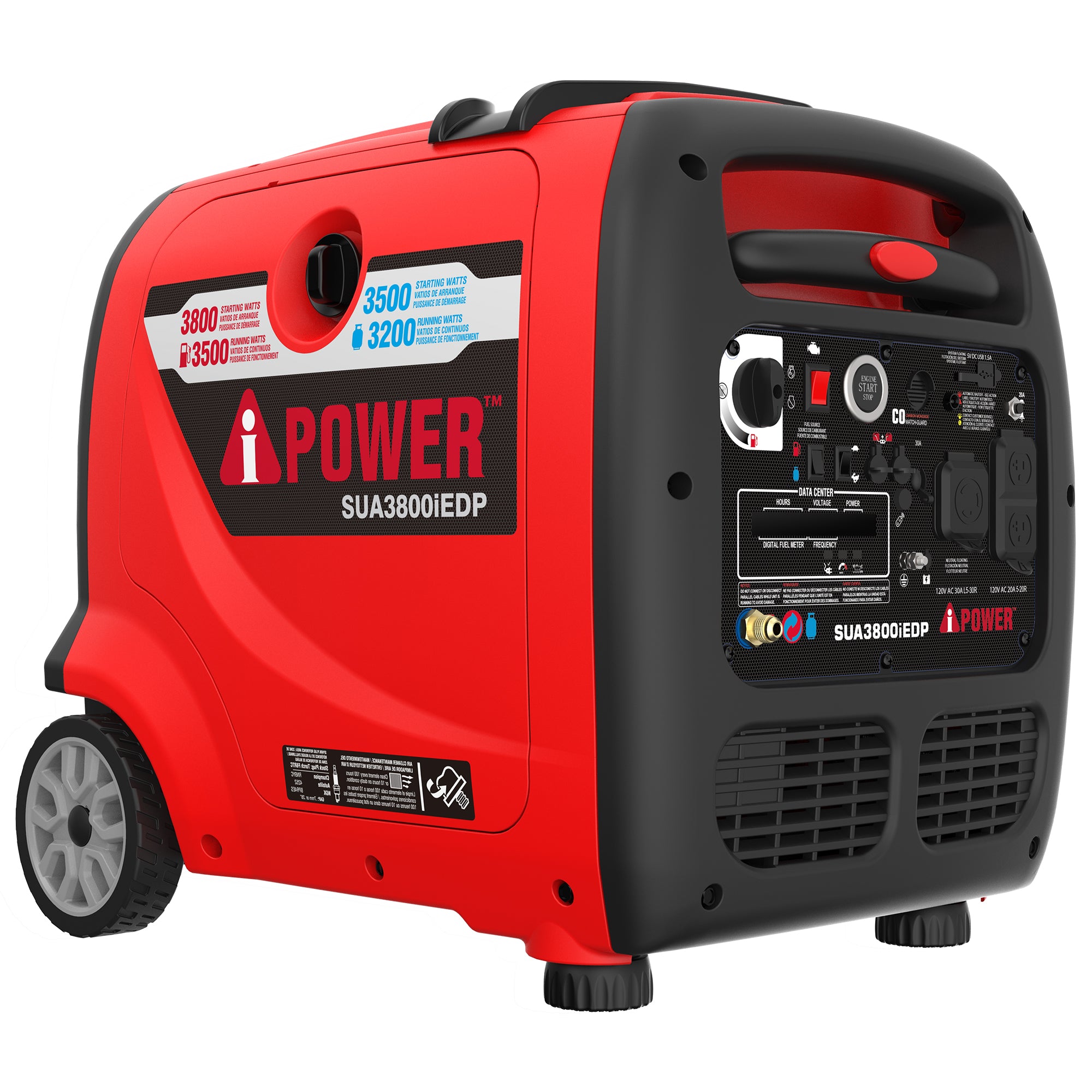3800W Dual Fuel Portable Inverter Generator, Remote Start With CO Alert