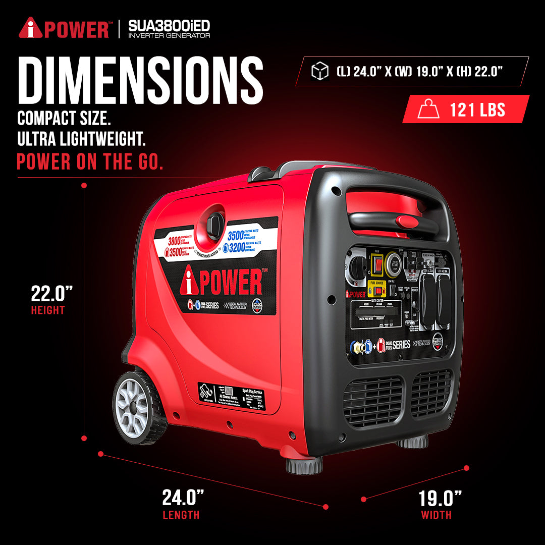 3800W Dual Fuel Portable Inverter Generator Electric start With CO Alert SUA3800iED