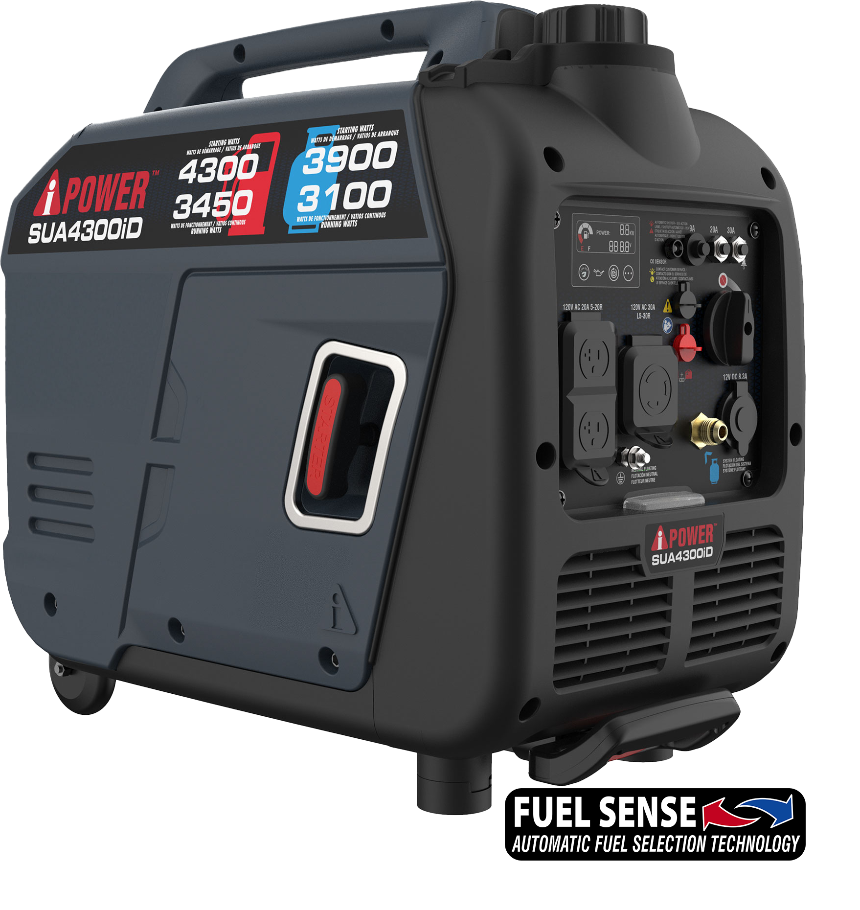 4300W Dual Fuel Inverter Generator With CO Alert &  Llluminated SUA4300iD