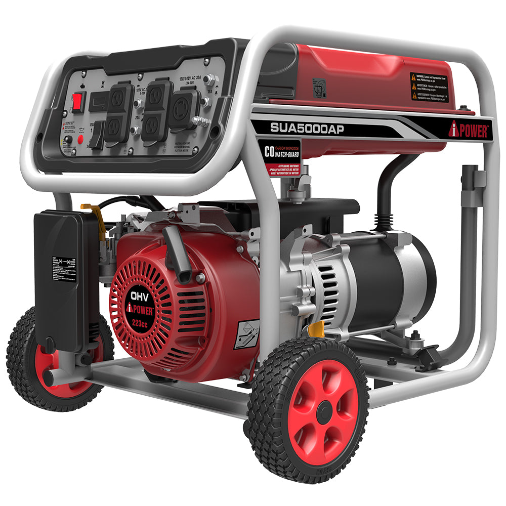 5000 Watt Portable Gas Generator with CO Sensor, 120V/240V Backup Generator for Home, RV & Jobsite-SUA5000AP