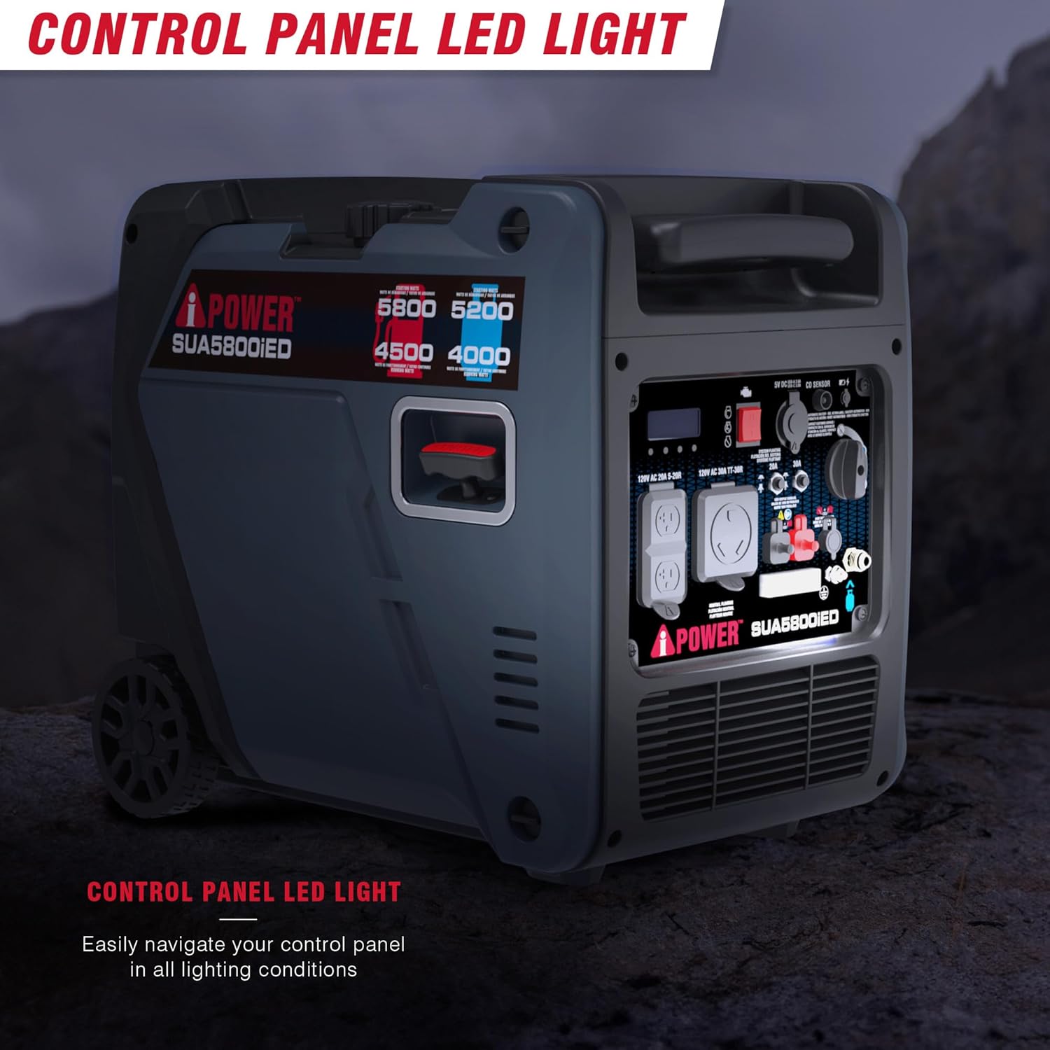 5800W Dual Fuel Portable Inverter Generator Electric Start With CO Alert