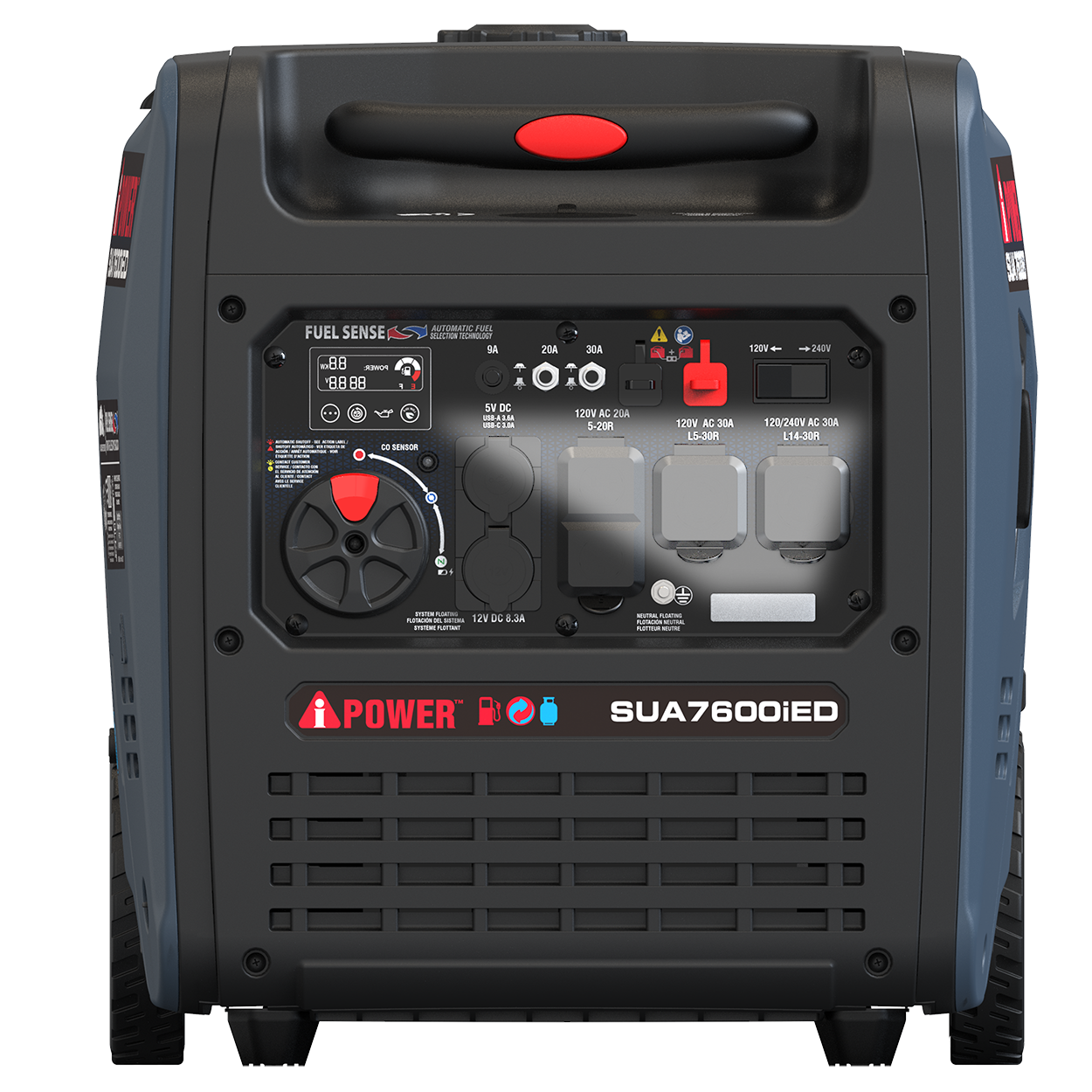 7600W Dual Fuel Portable Inverter Generator,Electric Start with CO Sentry SUA7600iED