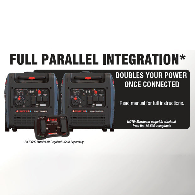 7600W Dual Fuel Portable Inverter Generator,Electric Start with CO Sentry SUA7600iED