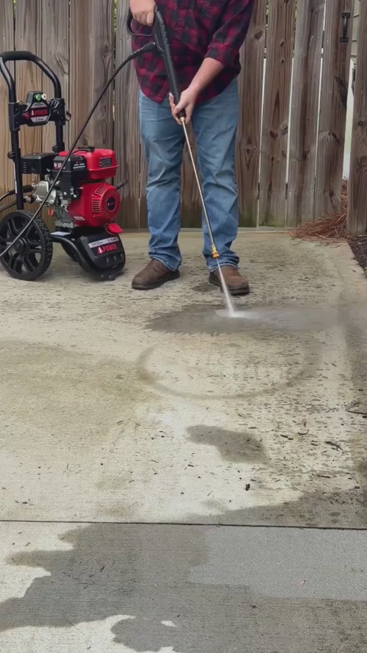 Load video: Gas Pressure Washer 3400PSI 2.4 GPM Gas Powered Pressure Washer 12'' Wheel GPW3400