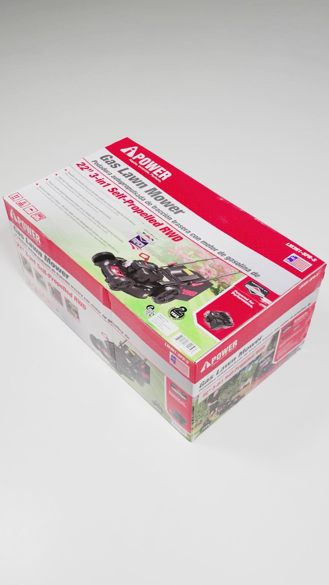 Load video: AiPower 21" Self-Propelled RWD Walk Behind Mower with Aero Flow™ Deck LM3N1-SPR-S