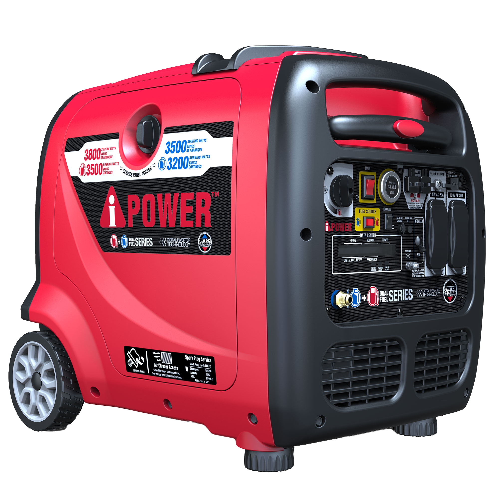 3800W Dual Fuel Portable Inverter Generator Electric start With CO Alert SUA3800iED